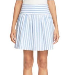 NWT Milly Directional Flare Skirt Blue & White Stripe